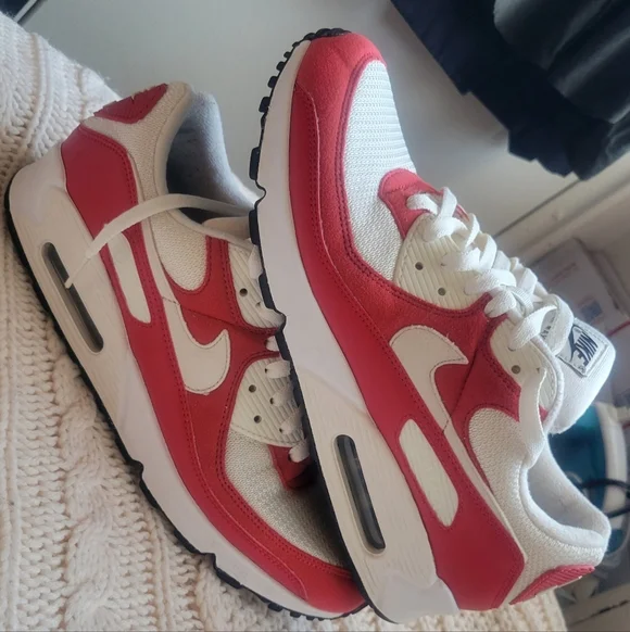 Nike Womans Air 90 Sneakers - Cream and Red Good Condition Sz 10 - Picture 6 of 10
